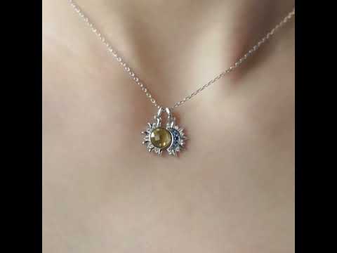 Серебряное ожерелье-амулет в стиле PANDORA 925 проба "Sun&Moon" подвеска, колье, кулон Солнце и Луна ПАНДОРА - фото 1 - id-p2370311732