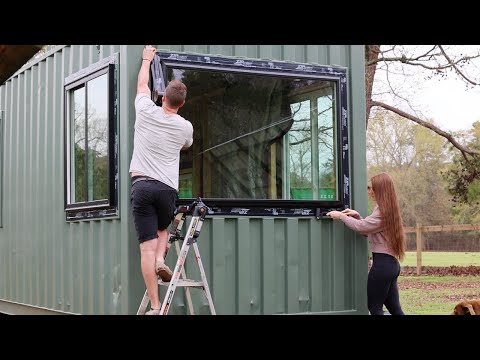 Windows Go In & Framing Inside Our SHIPPING CONTAINER!