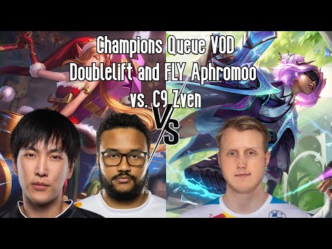Champions Queue VOD/Replay: Doublelift (Jinx) and FLY Aphromoo (Rakan) vs. C9 Zven (Zeri) and Vulcan