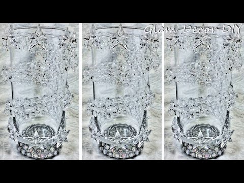 Dollar Tree DIY Glam Crystal Hurricane Glam Home Décor Ideas 2020