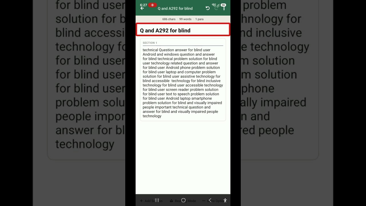 Q and A292 for blind TalkBack update natural voices WhatsApp last scene feature change Hindi voice 