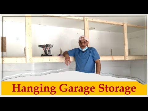 DIY Hanging Garage Storage Shelves Build From Start to Finish. 11 Minutes Time Lapse. Cost $140.