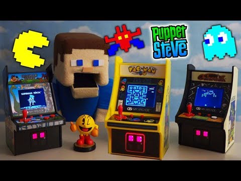 MY ARCADE PAC MAN Retro Video Game Mini Cabinets - Galaxian Caveman Games Minecraft Unboxing