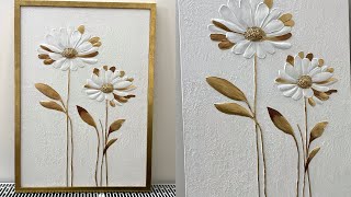 From Simple Paste to Luxury Art 🌼 | Daisy Texture Art with Gold Leaf | Vanoushe Art Masterclass