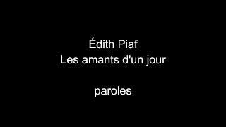 Édith Piaf-Les amants d&#39;un jour-paroles