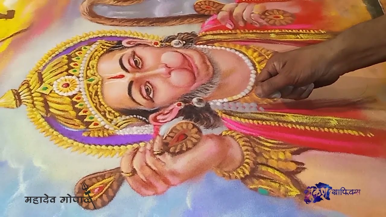  realistic portrait rangoli hanuman by mahadev gopale