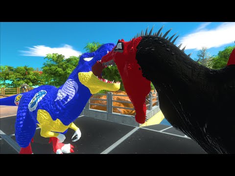 SONIC T-REX DEATH RUN JUNGLE WITH HP BAR-Animal Revolt Battle Simulator
