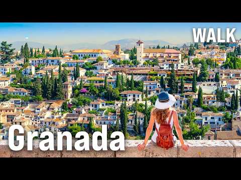 GRANADA Walking Tour Part I 🇪🇸 Spain Immersive Walk for Big TVs with Captions [4K/60fps]