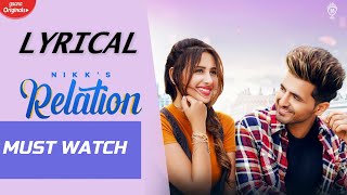 Relation :Nikk Ft Mahira Sharma | Full Lyrical Music Video |Lyrics|Romantic Song Status|Music Beats|