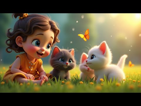 Stau pe iarbă cu pisicuțele mele - Cantece pentru copii (desene animate) | Cip-Cirip