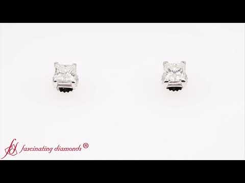 1 Carat Princess Cut Diamond Earring For Women In White Gold