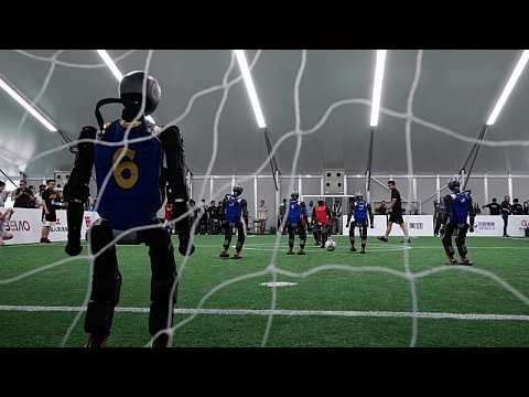 Video Thumbnail: Humanoid robots showcase football skills