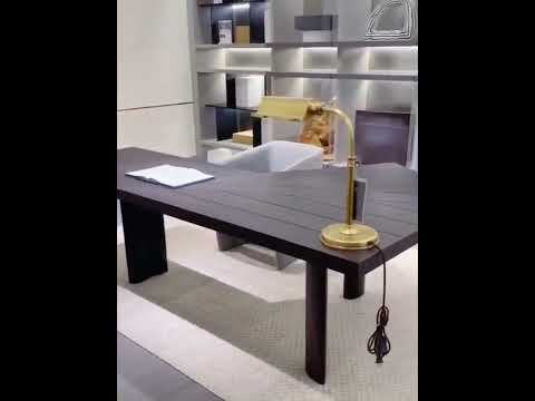 Italian furniture cassina gold solid wood desk, aircraft carrier shape