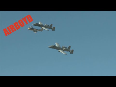 Two A-10's And Two P-51's - Double Heritage Flight