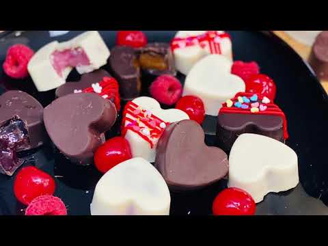 Valentines Day Chocolate Hearts | Heart shaped Stuffed Candies | Caramel | Raspberry White chocolate