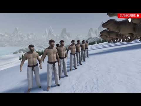 10 Chuck Norris VS 100 T-Rex Dinos | Martial Arts | Ultimate Epic battle Simulator 2