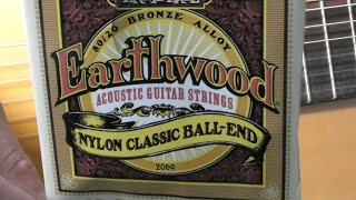 Video thumbnail for How to restring change Classical Nylon Guitar Strings Review Ernie Ball Earthwood BALL End 2069 by LEARNINGCHORDS