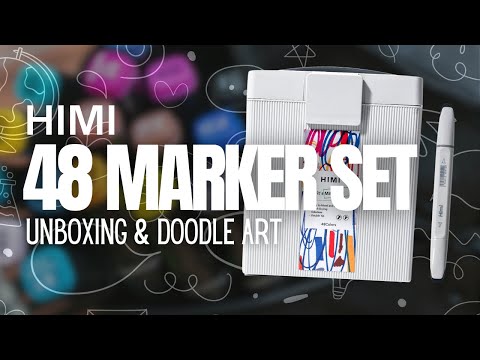 🎨 Unboxing the HIMI 48 Alcohol Marker Set! | Vibrant Shades, Smooth Blends & Whimsical Doodle Test