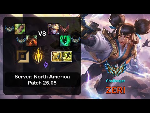 Zeri ADC + Nautilus vs Ezreal + Thresh - NA Challenger - Patch 25.05