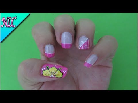 DECORACIÓN DE UÑAS  FLORES  – FLOWERS NAIL ART – COMO PINTAR FLORES -FRENCH NAIL ART – NLC