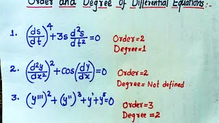 Order And Degree Of Differential Equations | Differential Equation Class 12