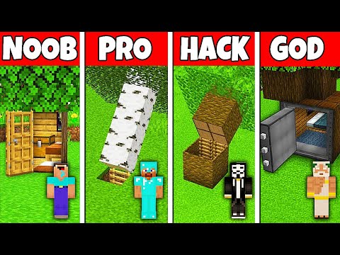 Minecraft Battle: NOOB vs PRO vs HACKER vs GOD! INSIDE TREE HOUSE BUILD CHALLENGE in Minecraft