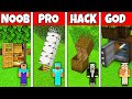 Minecraft Battle: NOOB vs PRO vs HACKER vs GOD! INSIDE TREE HOUSE BUILD CHALLENGE in Minecraft