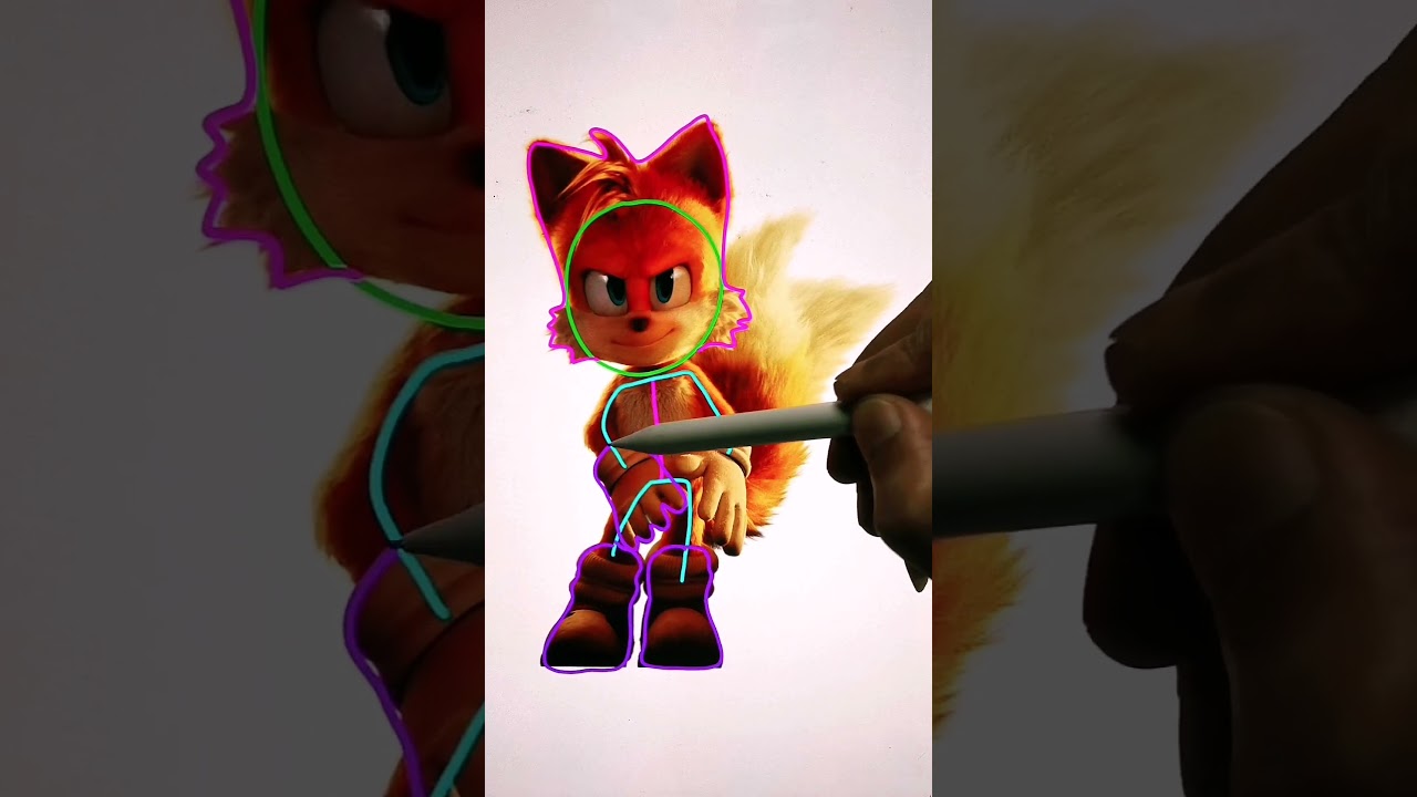 drawing tails from sonic the hedgedog movie #shorts #drawing #sonic #art #tails