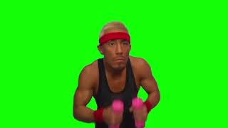 Akira Tozawa excercising green screen