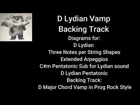D Lydian Vamp w/scale and arpeggio diagrams