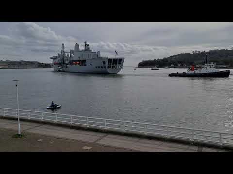 RFA Fort Victoria leaving Devonport Naval Base 11th Feb 2022
