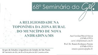 A RELIGIOSIDADE NA TOPONÍMIA HUMANA DA ZONA RURAL DO MUNICÍPIO DE NOVA ANDRADINA/MS