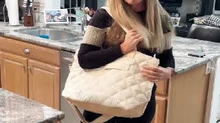 Prite Tote Bag for Women Lightweight Puffer Tote with Compartment Quilted Work Bag Review
