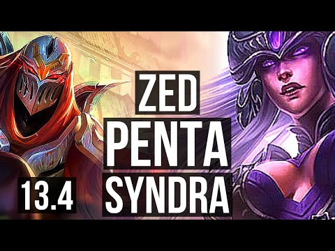 ZED vs SYNDRA (MID) | 29/0/10, Penta, Legendary, 6 solo kills, 800+ games | KR Master | 13.4