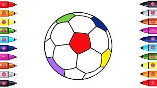 How to Draw Soccer Ball Coloring Pages for Kids, Learn Colours with Colored Markers