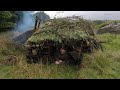 Bushcraft Shelter And Cooking With Hot Stones Rainy Day In Ireland