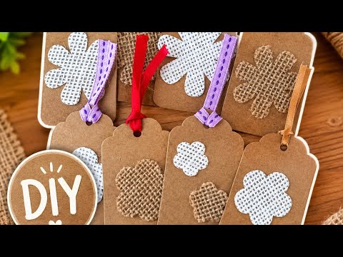 Easy DIY Gift Tags with Burlap Blooms ✂️🌸🦋☕️👍🏻