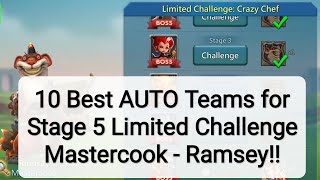 Lords mobile crazy chef stage 5 Mastercook Ramsey challenge fully auto!