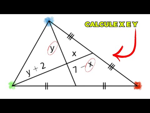 [ VISUALIZE ] Baricentro: Determine o x e y no triângulo | GEOMETRIA PLANA