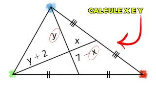 [ VISUALIZE ] Baricentro: Determine o x e y no triângulo | GEOMETRIA PLANA