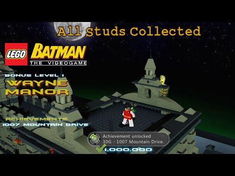 Lego Batman 1: Bonus Lvl 1 / Wayne Manor (All 100 Purple Studs!) - HTG