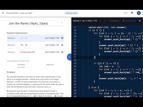 Google Codejam 2020 Round 1B (practice mode!)