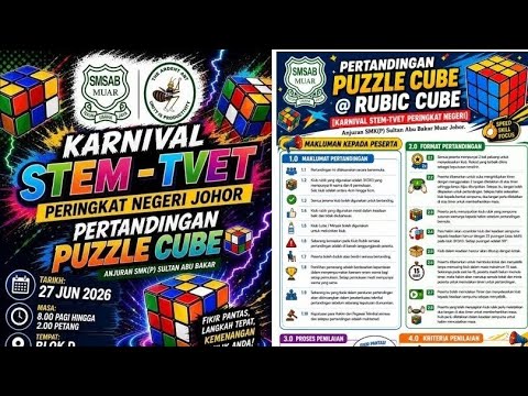 Pertandingan Puzzle Cube Peringkat Negeri Johor di SMK (P) Sultan Abu Bakar pada 27/6/2026