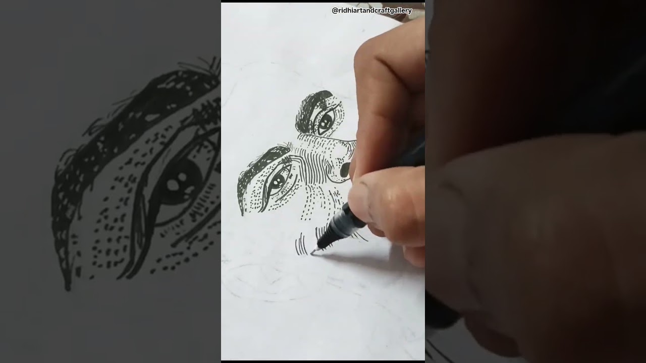“Realistic Face Ink Drawing | Detailed Line Art Portrait ✍️” #art #shorts #drawing #realisticdrawing