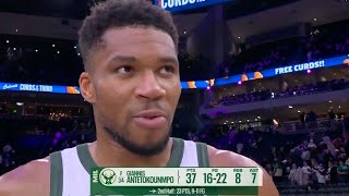 Giannis reacts to 37 PTS in Bucks' win over the Knicks | NBA on ESPN