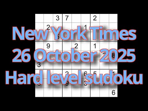 Sudoku solution – New York Times 26 October 2025 Hard level