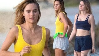 Suki Waterhouse in vibrant yellow swimsuit joins bikini clad sister Immy for family break to Barbado