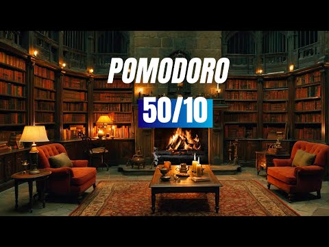 Hogwarts Library Ambience | POMODORO Study Session 50/10 | 4 x 50 min | Focus & Study