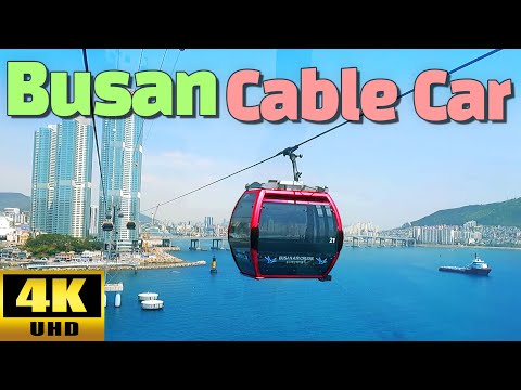 Teleférico marinho de Songdo / Loja de lembranças / Praia de Songdo Busan Coreia 4K