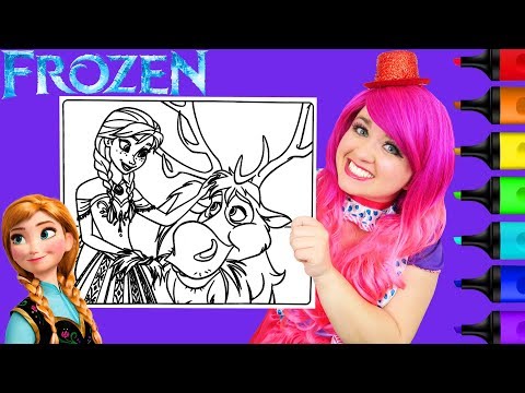 Coloring Frozen Anna & Sven Coloring Book Page Prismacolor Colored Paint Markers | KiMMi THE CLOWN Video